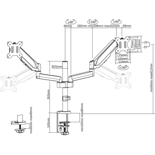 V7 DM1DTA-1N Desk Mount for Monitor - Silver (dm1dta1n) - Picture 5 of 5