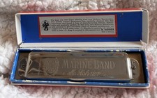 Vintage M Hohner Marine Band No 364 Harmonica Key of C WITH BOX Made In Germany
