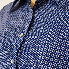 Cobalt Blue Patterned Shirt Dress L Chelsea & Violet