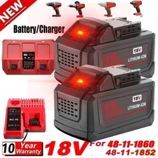 12.0AH Battery /new Charger For Milwaukee for M18 Extended Capacity 48-11-1860