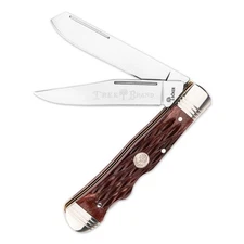 BOKER® Treebrand Double Lock Trapper Jig Brown Bone Classic EDC Pocket Knife D2