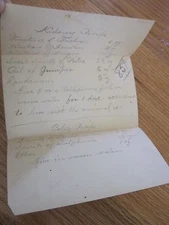 Recipe For Colic and Kidney on Piece of Paper