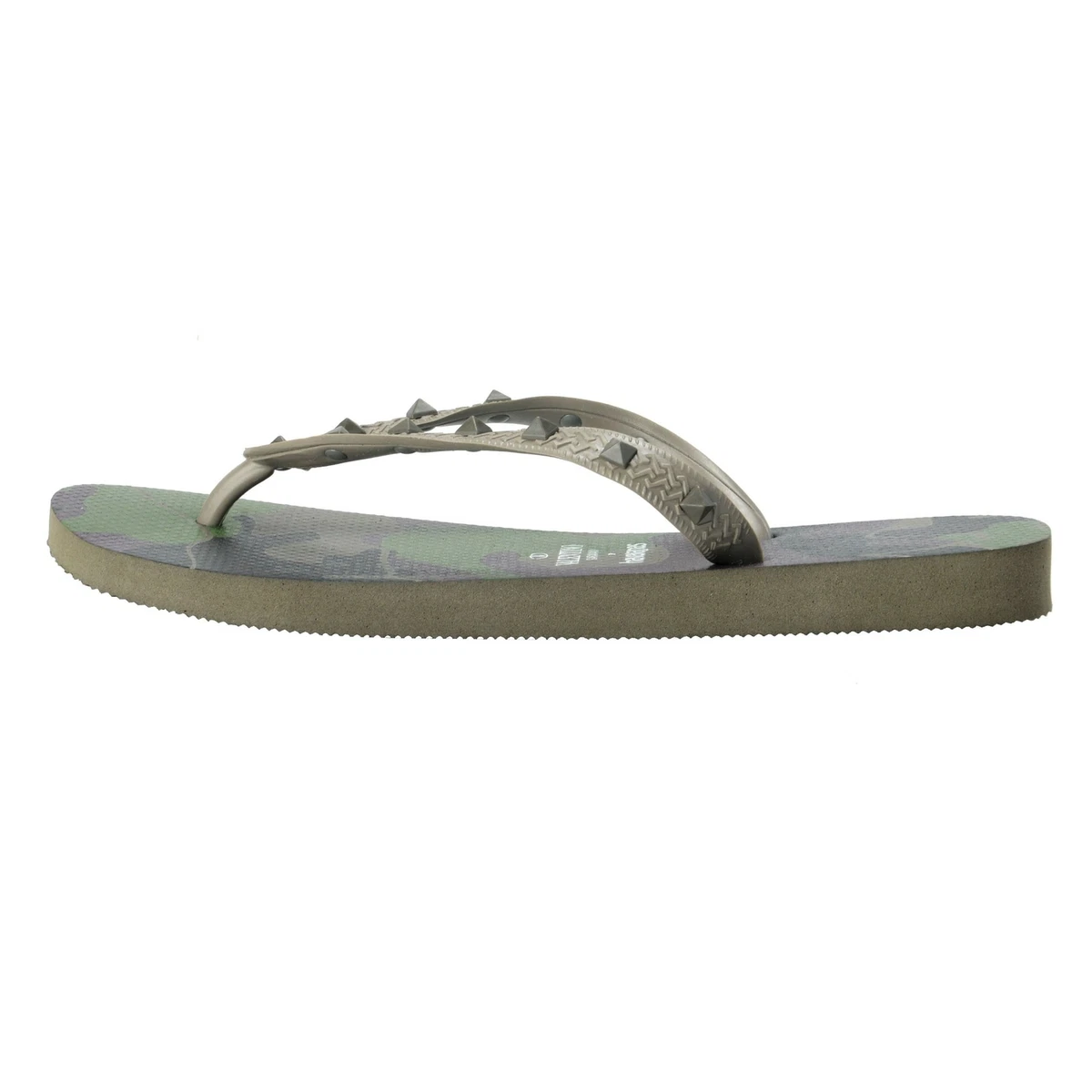 Valentino Garavani By Havaianas Men s Green Rockstud Camouflage Flip Flops Shoes