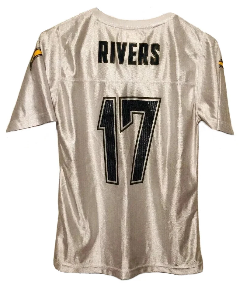 Camiseta deportiva para niñas Los Angeles Chargers Philip Rivers NFL blanca números brillantes XL Foto 2 de 2
