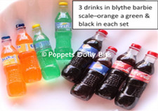 1/6 scale set of 3 different pop bottles