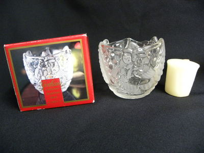 Gorham Holiday Traditions Snowy Sweethearts Snowman 3 ½  Glass Votive w/Box