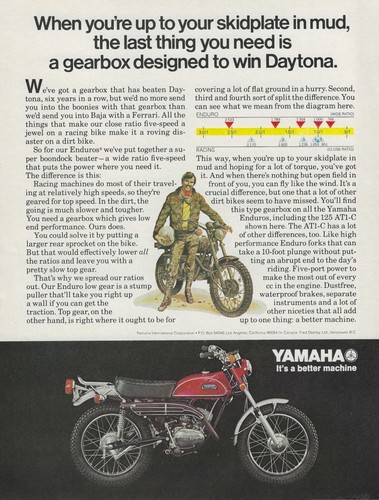 1971 Yamaha 125 AT1-C Ad Enduro Motorcycle Vintage Magazine Advertisement AT1 C