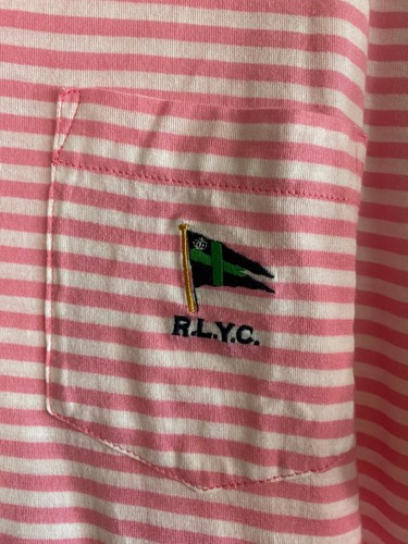 $79.50 NUEVO CON ETIQUETAS PARA HOMBRE XL POLO RALPH LAUREN YACHT CLUB RLYC ROSA RAYAS BLANCAS - Imagen 2 de 8