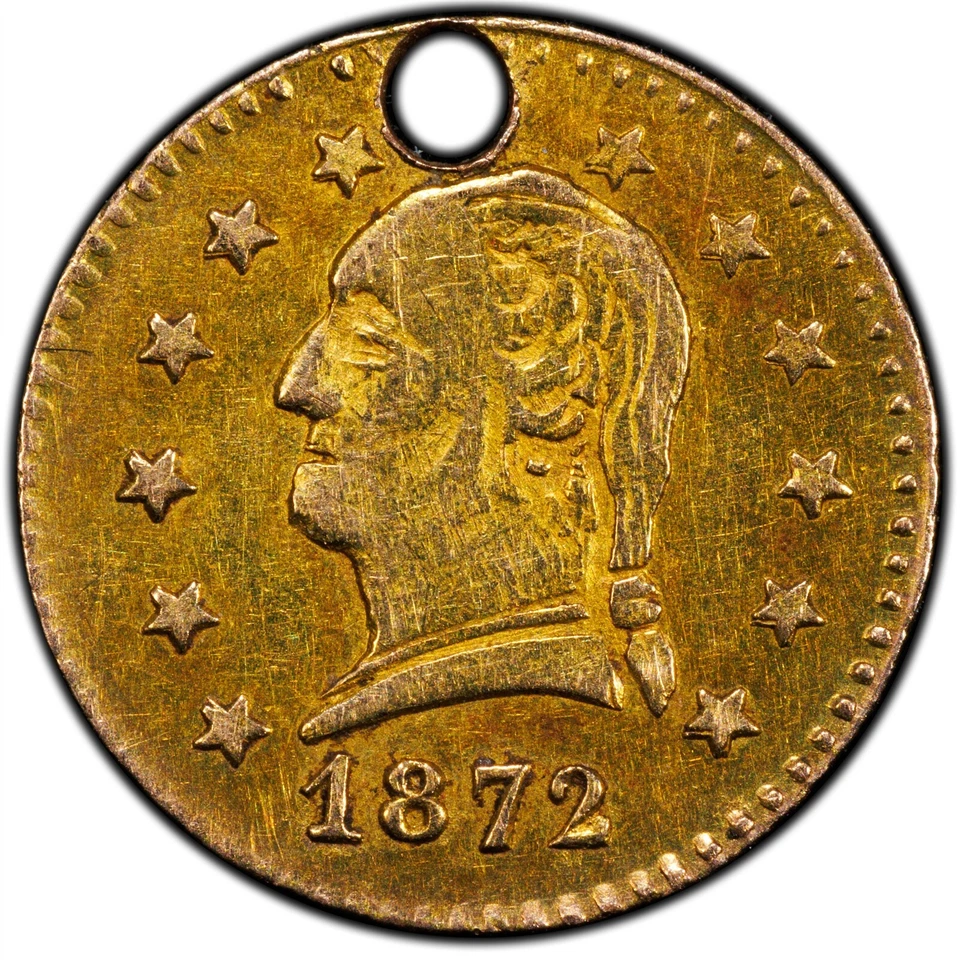 Oro California 1872 G25C / Cabeza de Washington / BG-818 PCGS Oro AU Det Foto 3 de 4