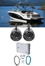 2 MTX WET65T 6.5" 300w Marine Boat Wakeboard Tower Speakers Amplifier Amp Kit