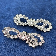 Vtg Rhinestones Bow Shoe Clips Glamour Coquette