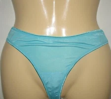 NEW - AQUA  - SIZE: 7 /  LARGE   -  SEMI SHEER - AQUA POLY STRETCH THONG PANTY