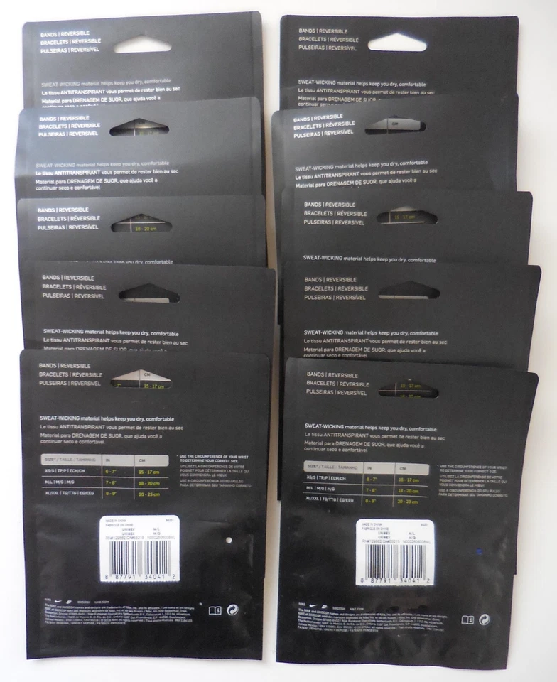 Nike Baller Band 10 Pack Racer Blue/Yellow/Black/White M/L Total 20 Bands - Image 2 of 4