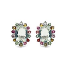 Natural Green Amethyst Gemstone Multi Tourmaline Stud Earrings Jewelry CHRISTMAS