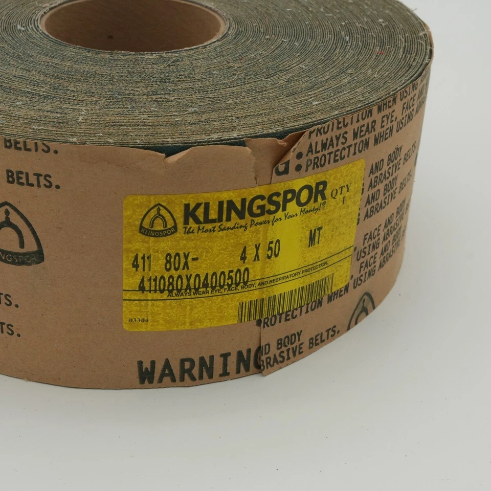 Klingspor 4" x 50' Sandpaper Roll, 80 grit, Cloth Backed - Image 2 of 2