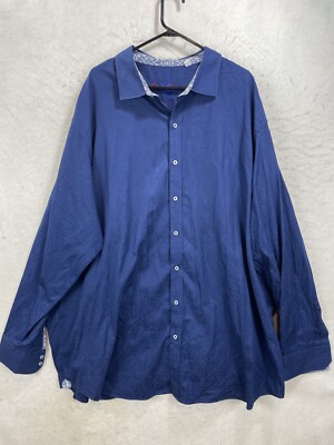 Robert Graham Long Sleeve Button Up Sport Shirt Blue Paisley Flip