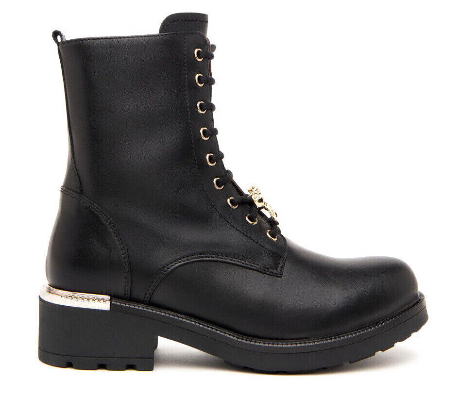 NERO GIARDINI I411885D 100 STIVALETTI ANFIBI STIVALI DONNA PELLE