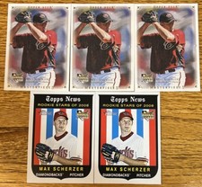 5- Card Rookie Lot 2- 2008 Topps Heritage Max Scherzer RC  3- UD Masterpieces