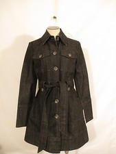 Laundry By Shelli Segal Single Breasted Denim Trench W/ Belt Black Nwt