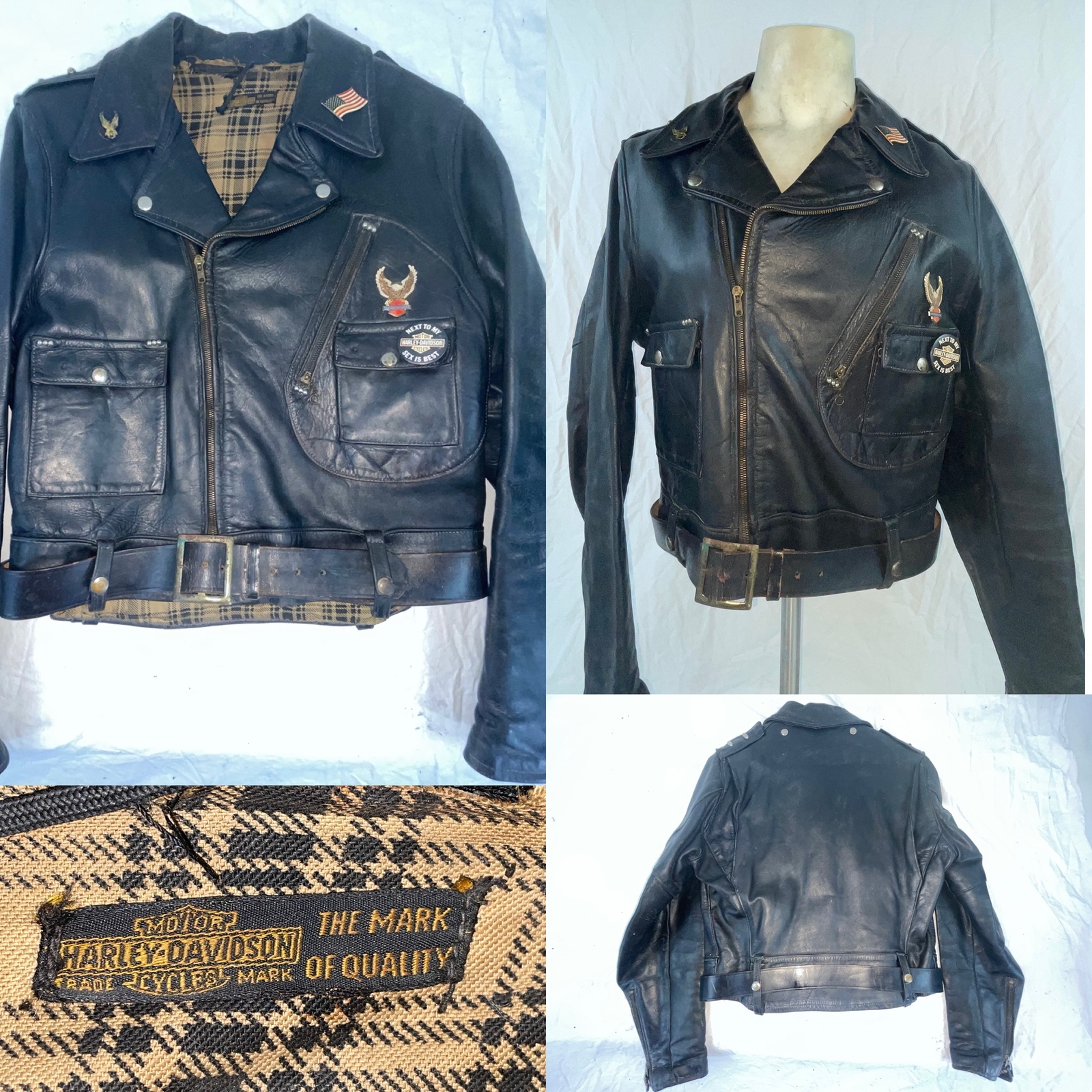 VTG 40S 50S M HARLEY DAVIDSON MOTORCYCLE CYCLE CHAMP HORSEHIDE LEATHER JACKET