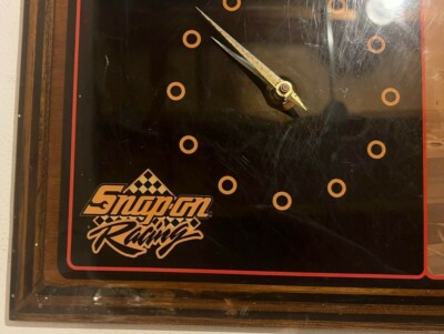 Vintage Snap-On Racing Lacquered Wood Clock with (2) girls in Fire