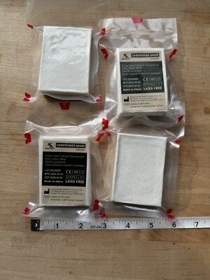 4-Pack of Compressed Gauze   Vacuum-Sealed Trauma Wound Dressings (EXP 2029)