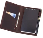 Notepad holder pad pen bag case Note cover notebook pouch cow Leather coffee X74