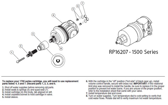 replacement cartridge for delta shower rp32104 1500 1700 series