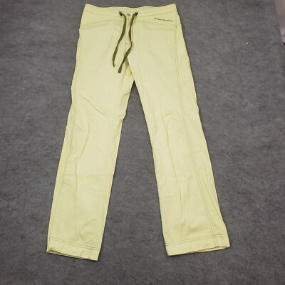Black Diamond Ski Pants Women 10 Green Yellow Softshell Snow Outdoor Lightweight