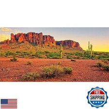 AWERT 24x12 inches Reptile Habitat Background Sky Oasis Mountain Cactus Sun a