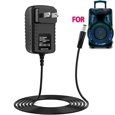 AC Adapter For Dolphin SP-1217RBT 12-Inch High Power Bluetooth Party Speaker