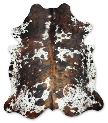 PRIME COWHIDES Tricolor Cowhide Rug, Hair on Hide, Cow Skin Rug, Cow hide Rug (M) (L) (XL)(XXL)