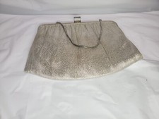 Vintage 60s Ande Metallic Silver Purse Evening Bag Clutch Jeweled Clasp Chain