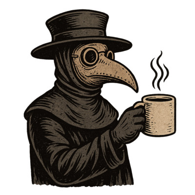 18X18 Car Sticker Plague Doctor with Coffee Sticker Clear