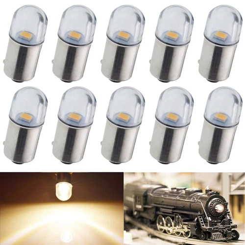 10X Warm White 433 LED Bulbs 18V 18 Volt Bayonet Base Bulb for Lionel Trains - Picture 1 of 6