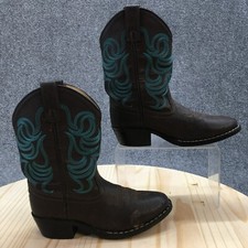 Smoky Mountain Western Cowboy Boots Youth 1 Brown Faux Leather Pull On Heels
