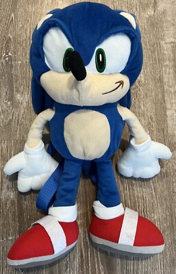 SONIC Sonic The Hedgehog Plush Backpack 18  Tall Pocket Bag