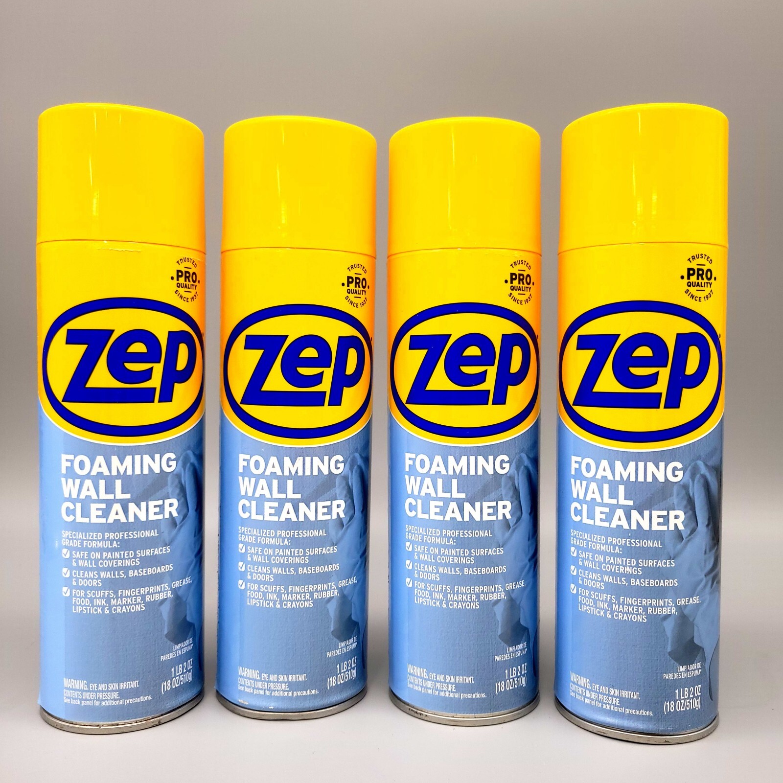 [4 PACK] Zep Foaming Wall Cleaner, Scuffs, Grease, Marker, Crayons, Ink