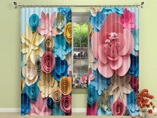 3D Colored Flowers 500 Blockout Photo Curtain Printing Drapes Fabric Window CA