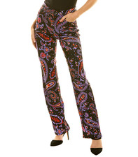 DANIELLE BERNSTEIN Women's Flare Leg Pants Size 27 - Black Paisley Print NWT