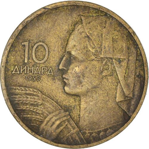 Yugoslav Coin 10 Dinara | Wheat | Flame | Stars | Yugoslavia | 1955 - Picture 1 of 6