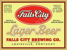 Falls City Lager Beer Label 9" x 12" Metal Sign