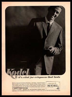 1964 Eastman Kodak Kodel Fabric Varsity Town Worsted Wool Blend Suit Print Ad