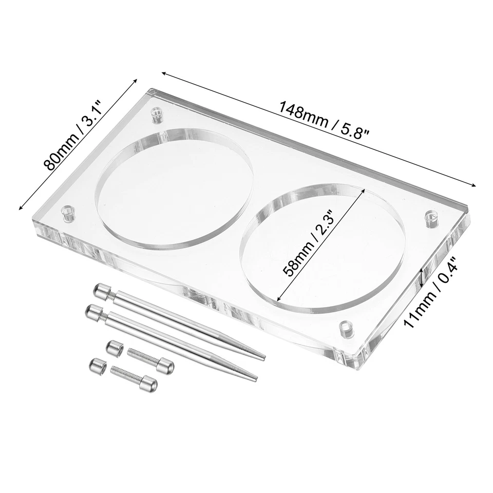 2.3" Acrylic Coin Display Frame 3D Floating Display Case Holder 2 Slots Foto 2 de 4