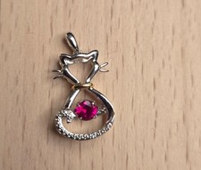 Retired Zales Cat Pendant 925 and 14k GP Lab ...