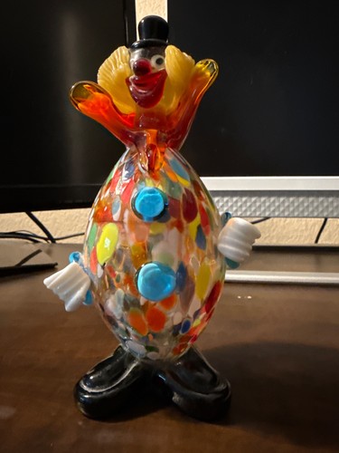 vintage hand blown murano art glass clown