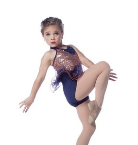 Alexandra Glamorama Rose Gold Sequin Navy Biketard Dance Costume Child 6