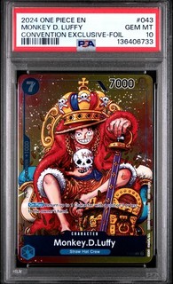 2024 Promociones de una pieza Convención Exclusiva Lámina #043 Monkey D. Luffy PSA 10