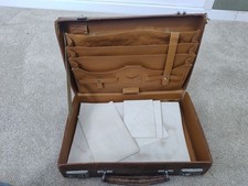 WW2 Vintage Leather Writing Brief Case Brown Leatherette, 1939 Spares Repairs