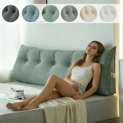 Corduroy Headboard Pillow Backrest Cushion Ergonomic Bed Support Twin Queen King